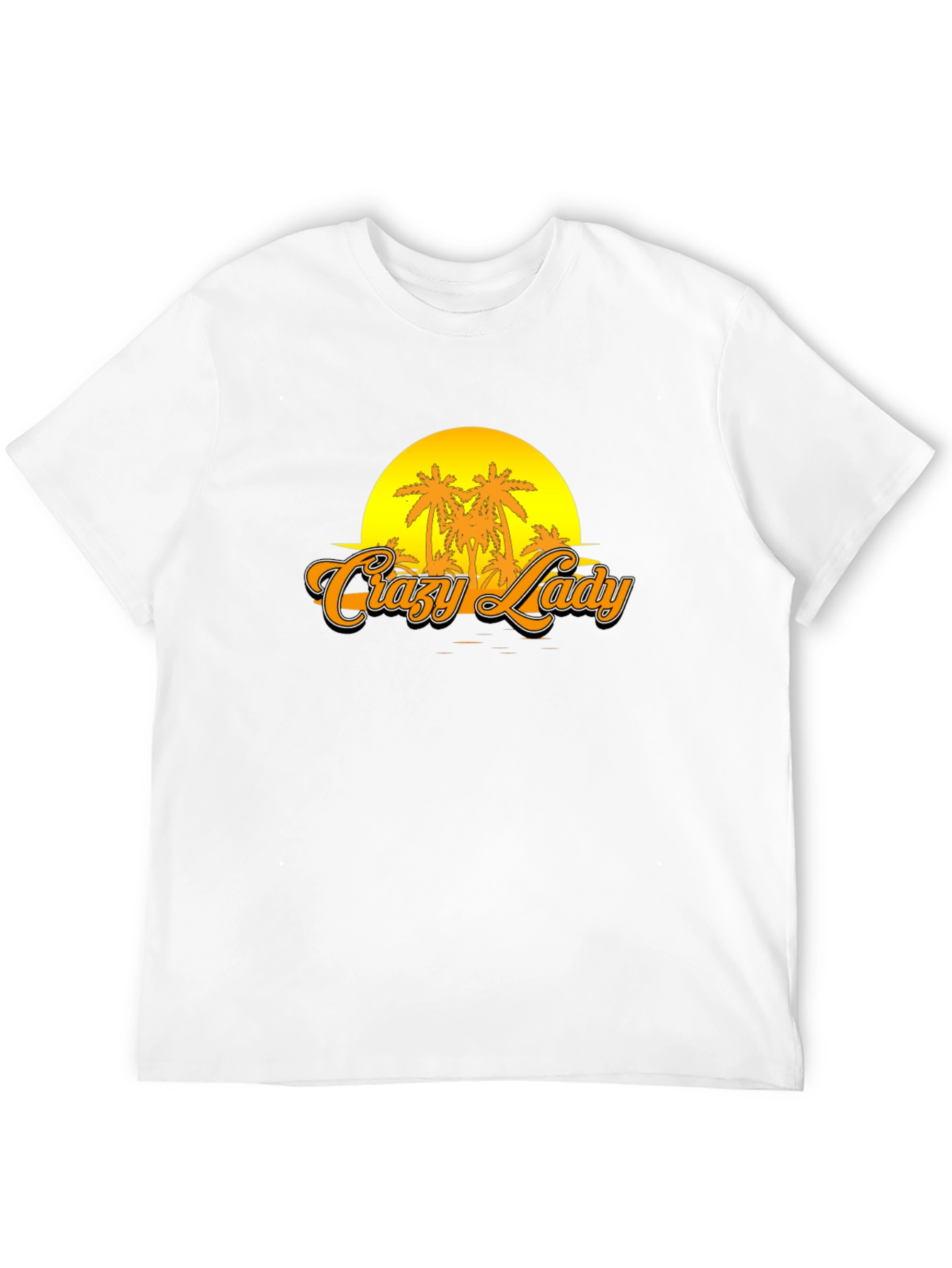 Crazy Lady Sunset Graphic T-Shirt - Black