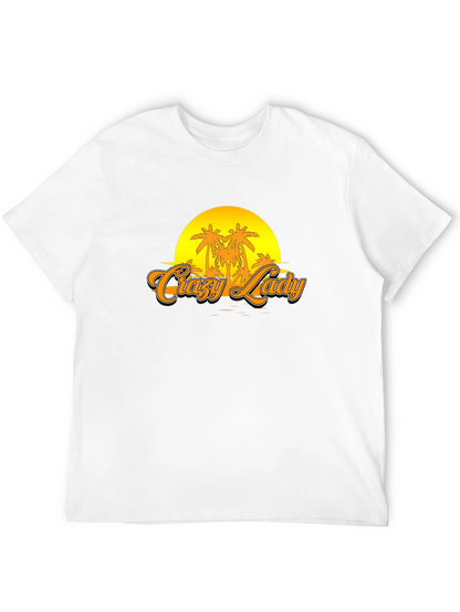 Crazy Lady Sunset Graphic T-Shirt - Black