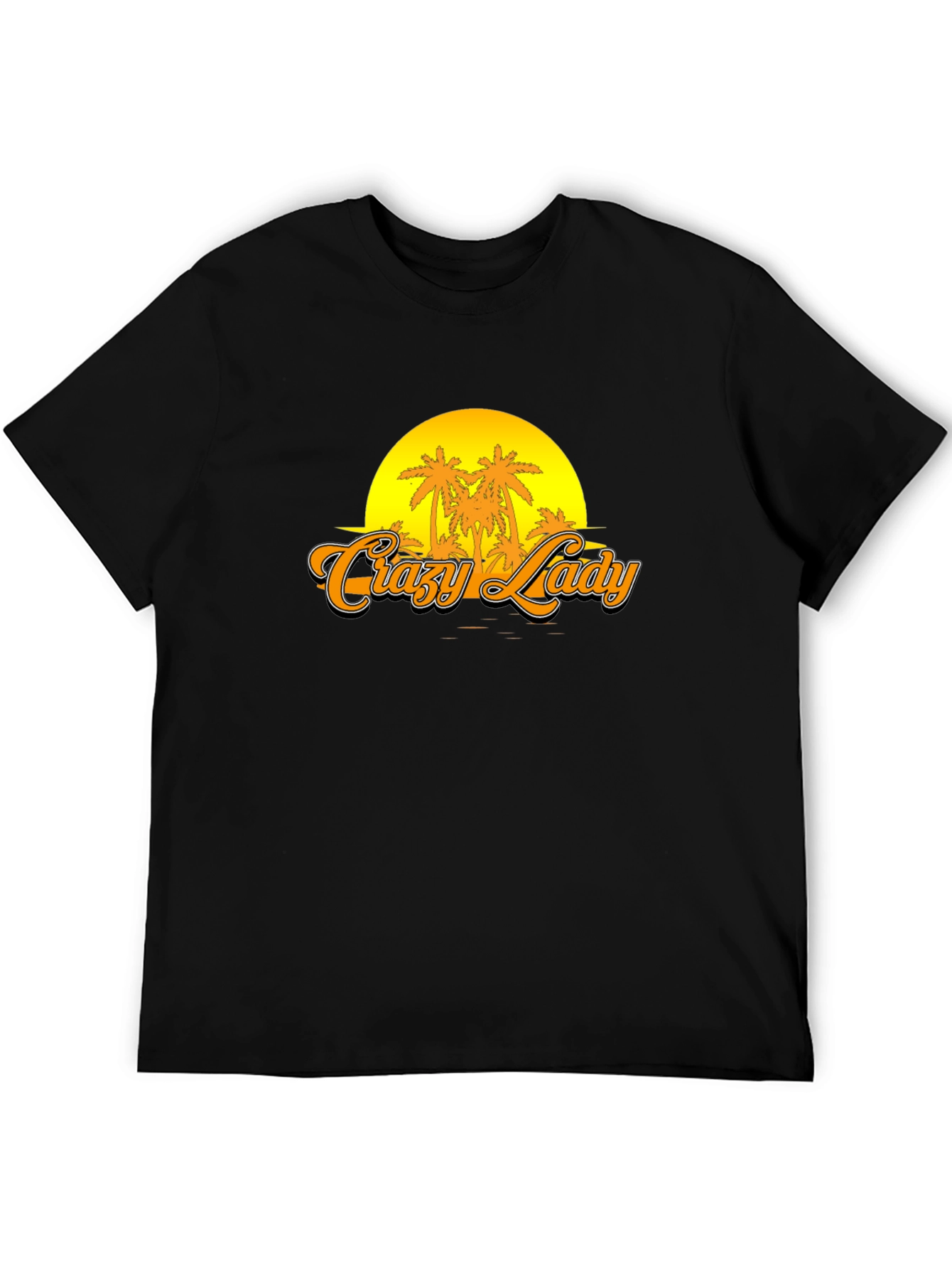 Crazy Lady Sunset Graphic T-Shirt - Black