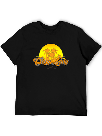 Crazy Lady Sunset Graphic T-Shirt - Black