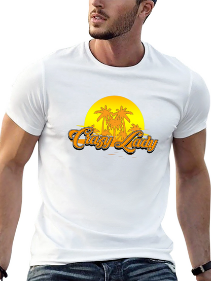 Crazy Lady Sunset Graphic T-Shirt - Black