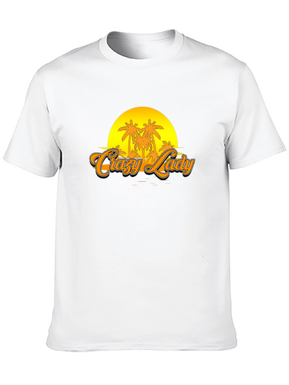 Crazy Lady Sunset Graphic T-Shirt - Black