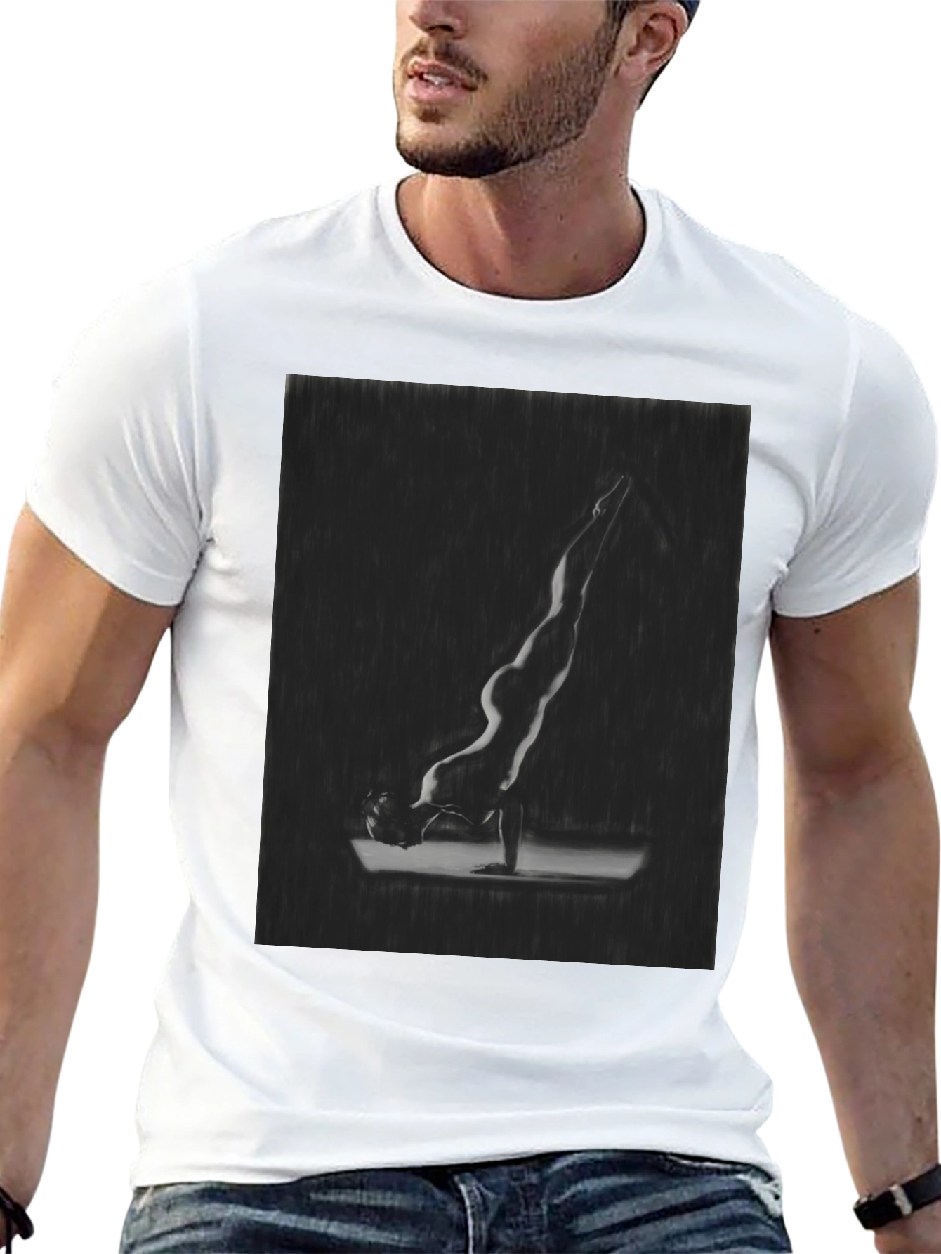 Yoga Pose Graphic Tee - Mens Black T-Shirt