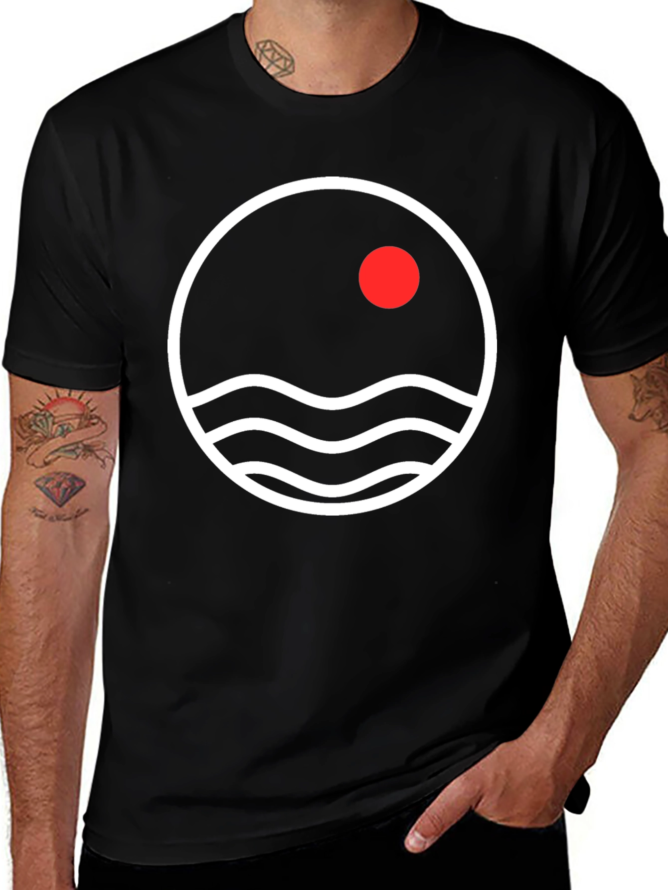 Minimalist Sunset Waves Graphic Tee