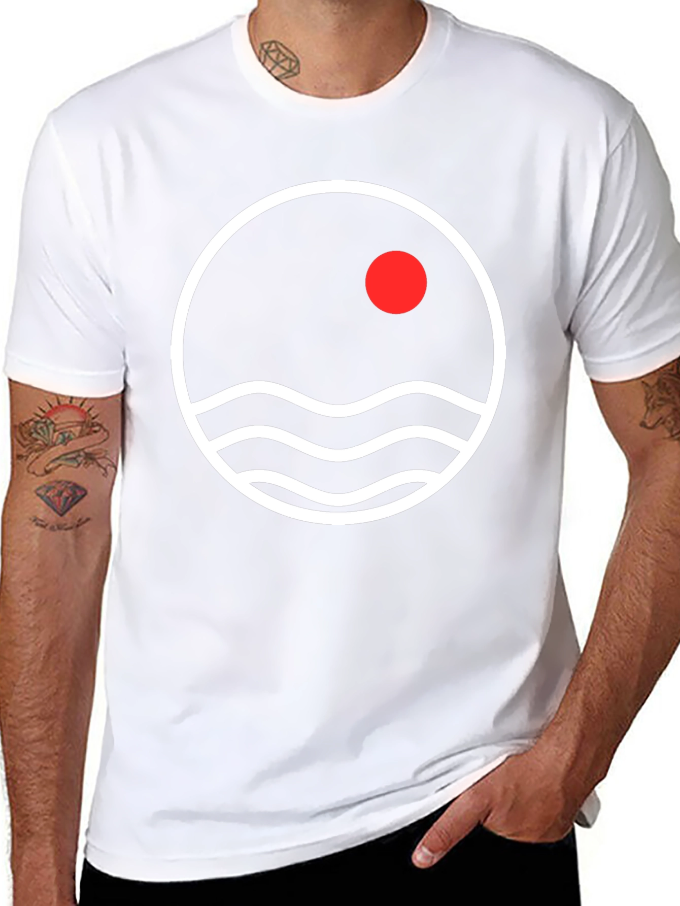 Minimalist Sunset Waves Graphic Tee