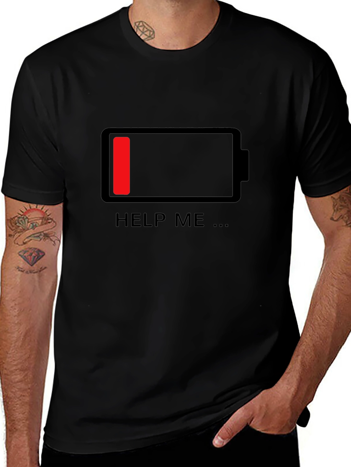 Low Battery Graphic T-Shirt - Help Me