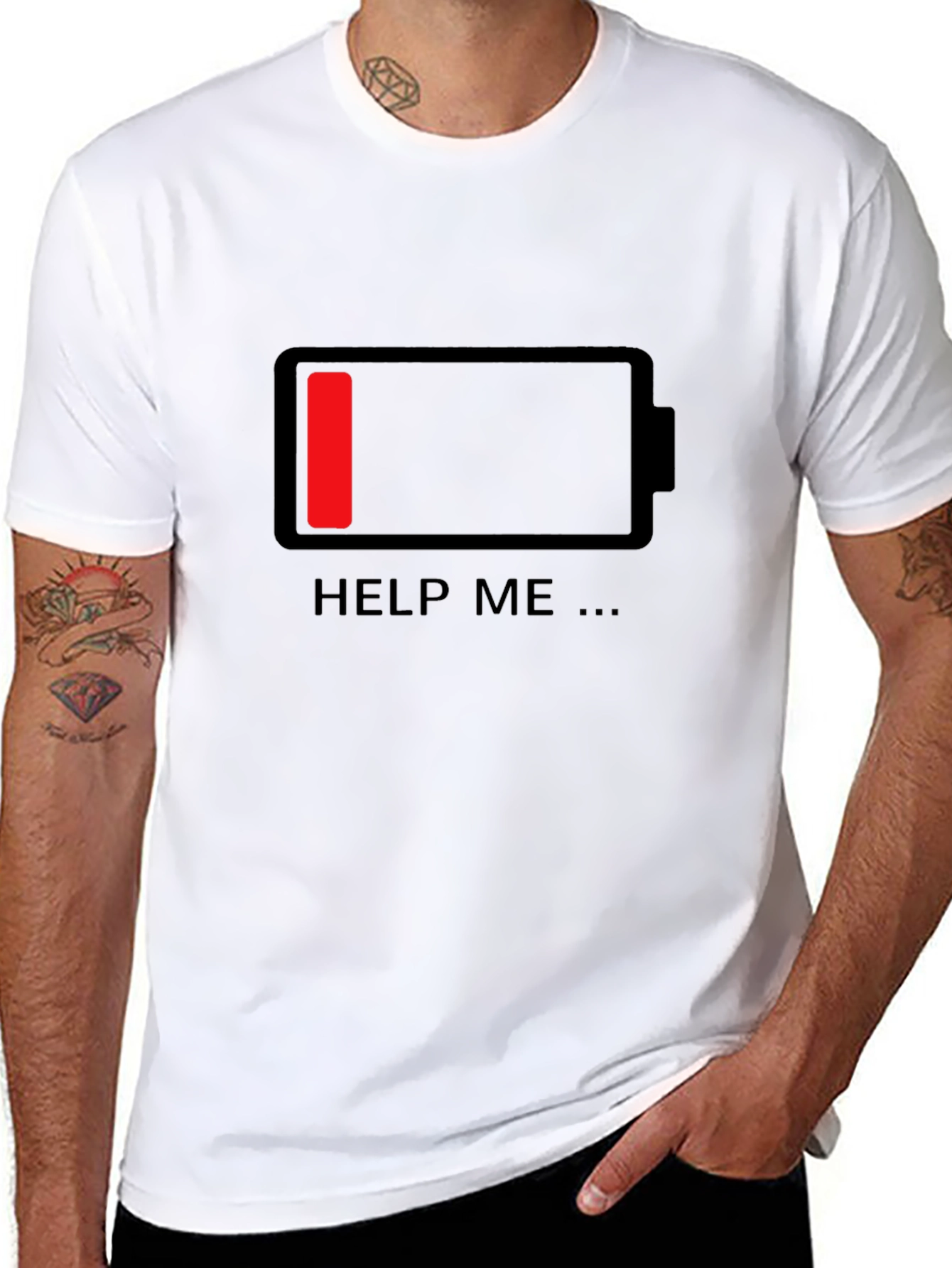 Low Battery Graphic T-Shirt - Help Me
