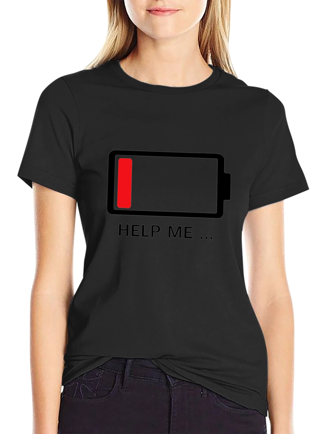 Low Battery Graphic T-Shirt - Help Me