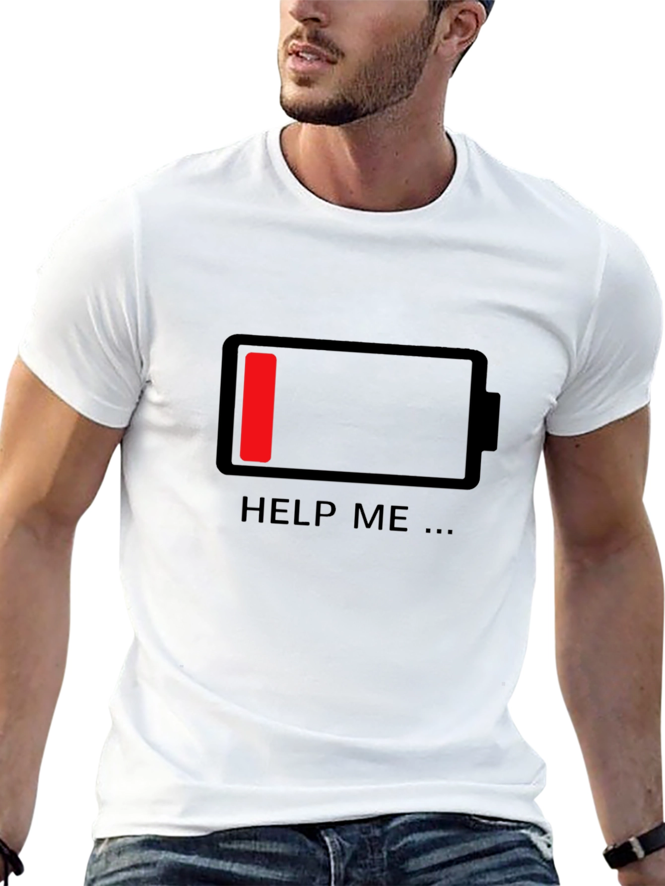 Low Battery Graphic T-Shirt - Help Me