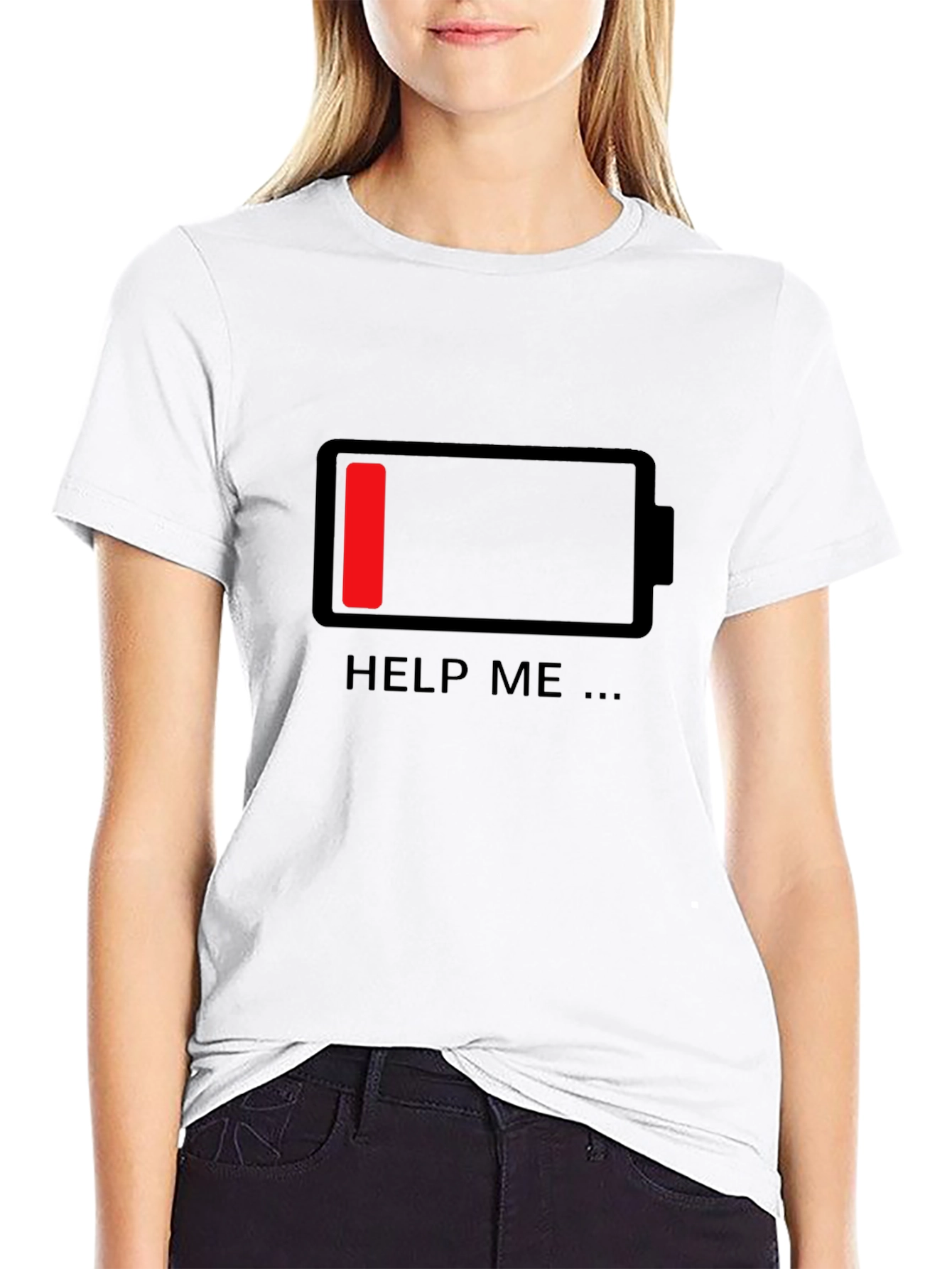 Low Battery Graphic T-Shirt - Help Me