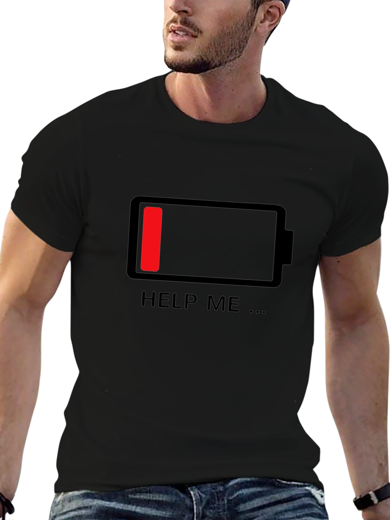 Low Battery Graphic T-Shirt - Help Me
