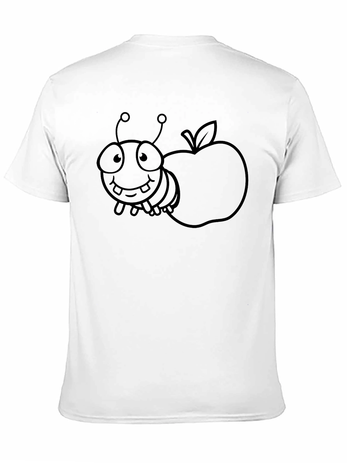 Cartoon Bug and Apple Black T-Shirt