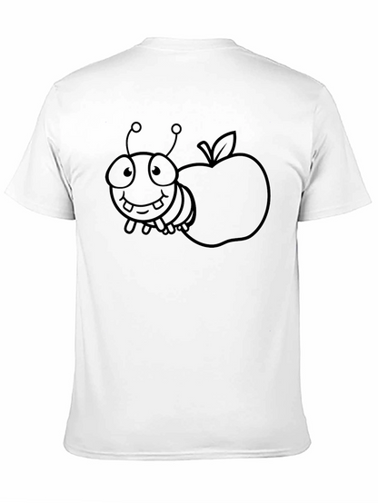 Cartoon Bug and Apple Black T-Shirt