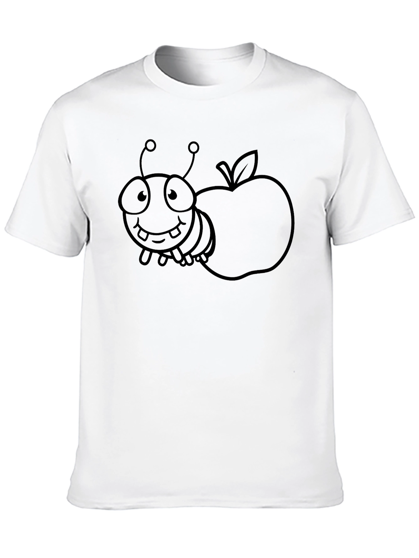 Cartoon Bug and Apple Black T-Shirt
