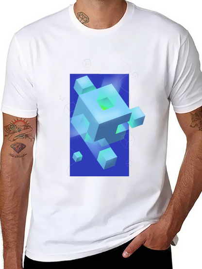 Geometric Cube Graphic Print Black T-Shirt