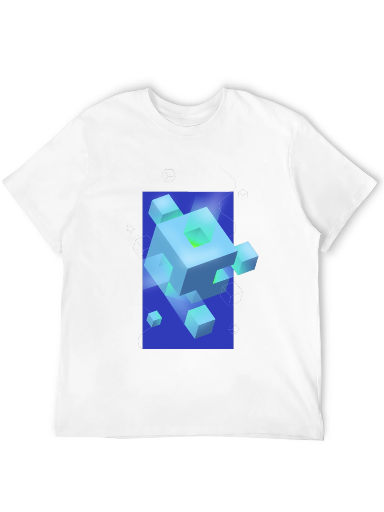 Geometric Cube Graphic Print Black T-Shirt