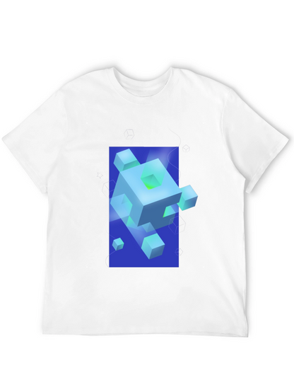Geometric Cube Graphic Print Black T-Shirt