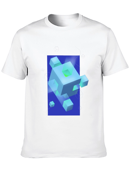 Geometric Cube Graphic Print Black T-Shirt
