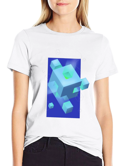 Geometric Cube Graphic Print Black T-Shirt