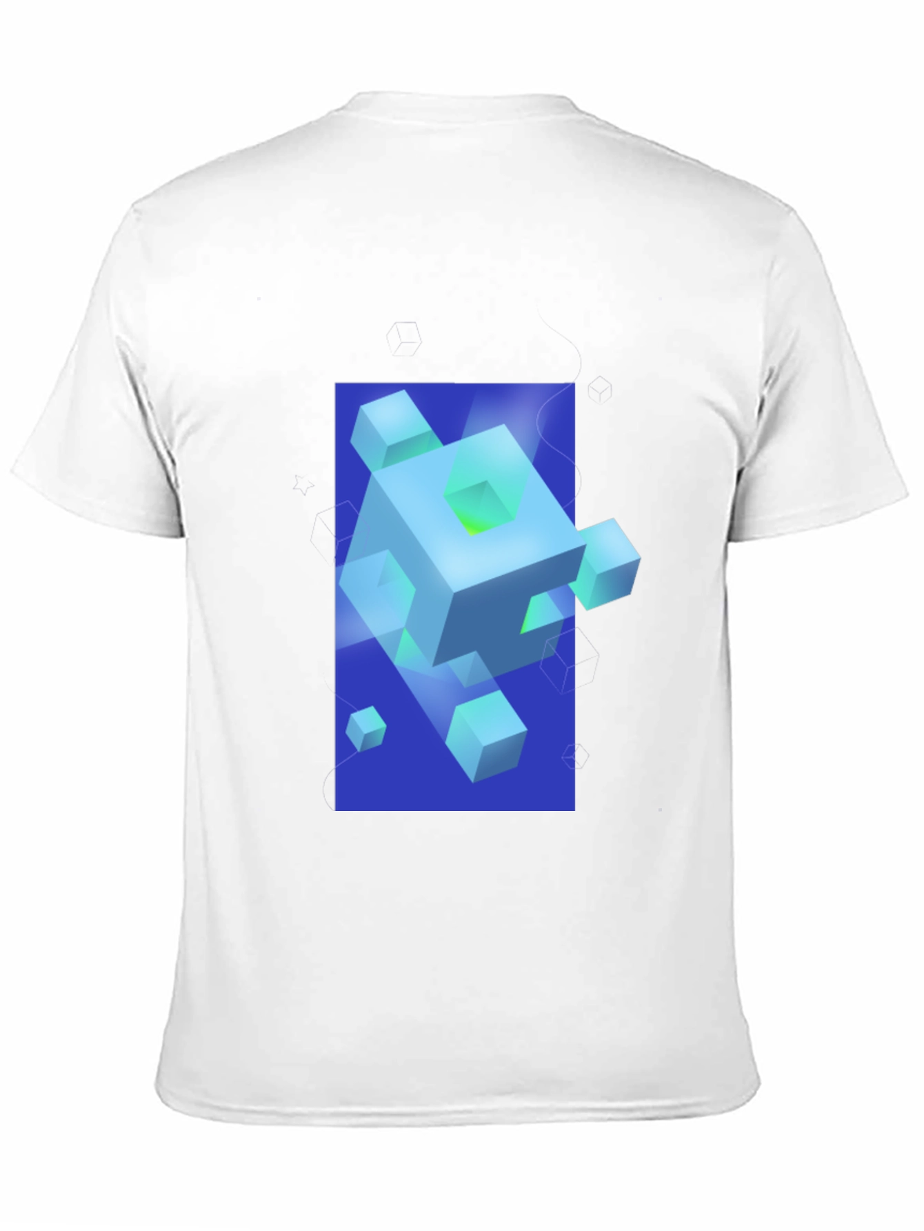 Geometric Cube Graphic Print Black T-Shirt