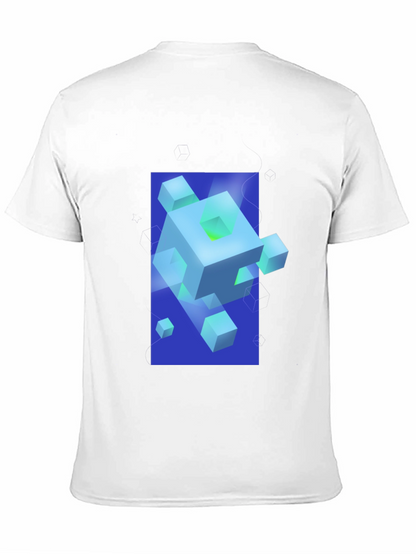 Geometric Cube Graphic Print Black T-Shirt