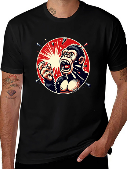 Screaming Gorilla Graphic Tee - Bold Black T-Shirt