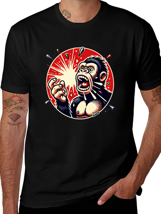 Screaming Gorilla Graphic Tee - Bold Black T-Shirt