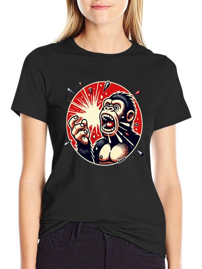 Screaming Gorilla Graphic Tee - Bold Black T-Shirt