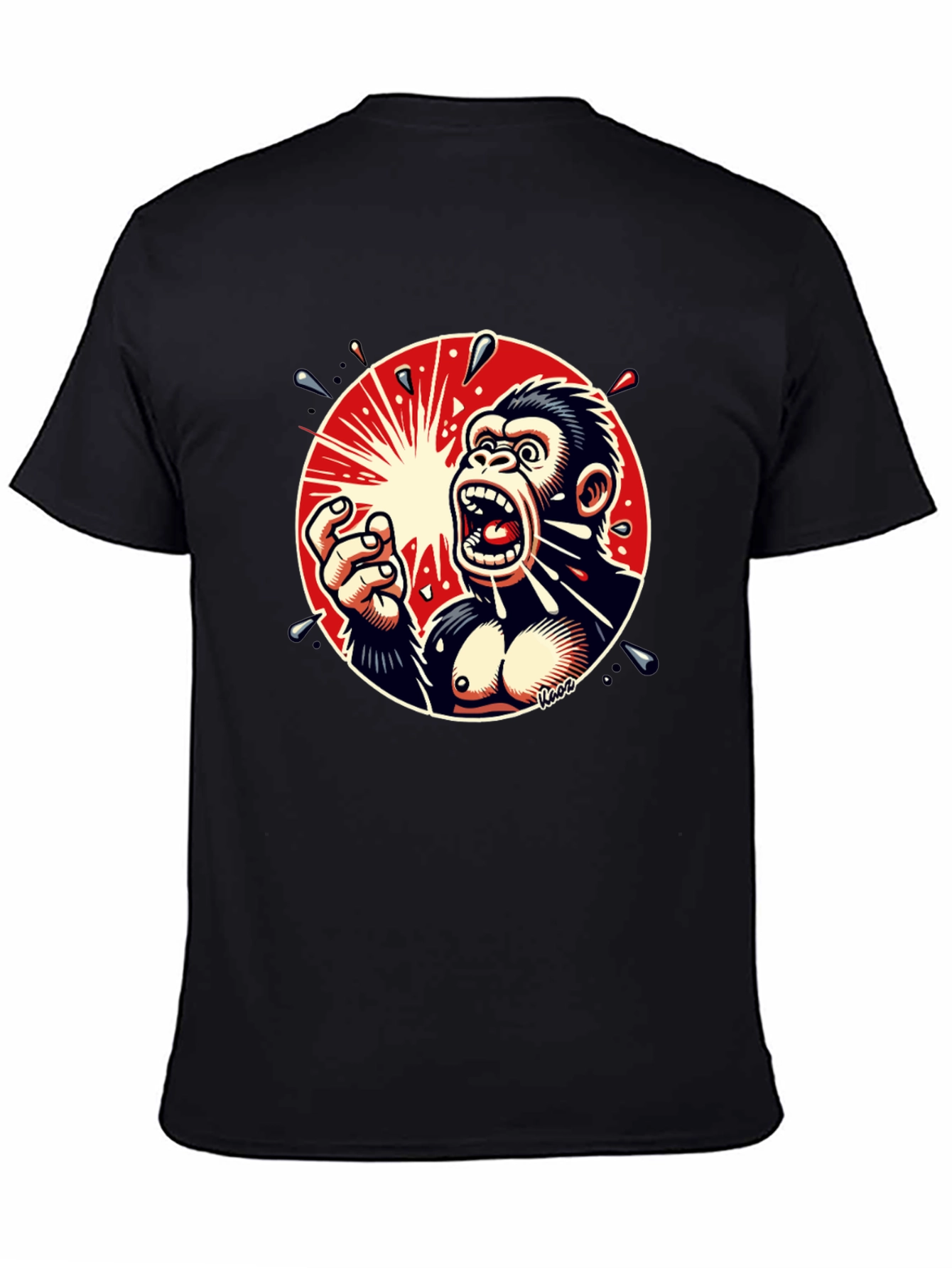 Screaming Gorilla Graphic Tee - Bold Black T-Shirt