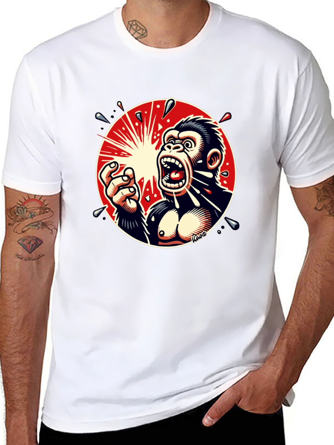 Screaming Gorilla Graphic Tee - Bold Black T-Shirt