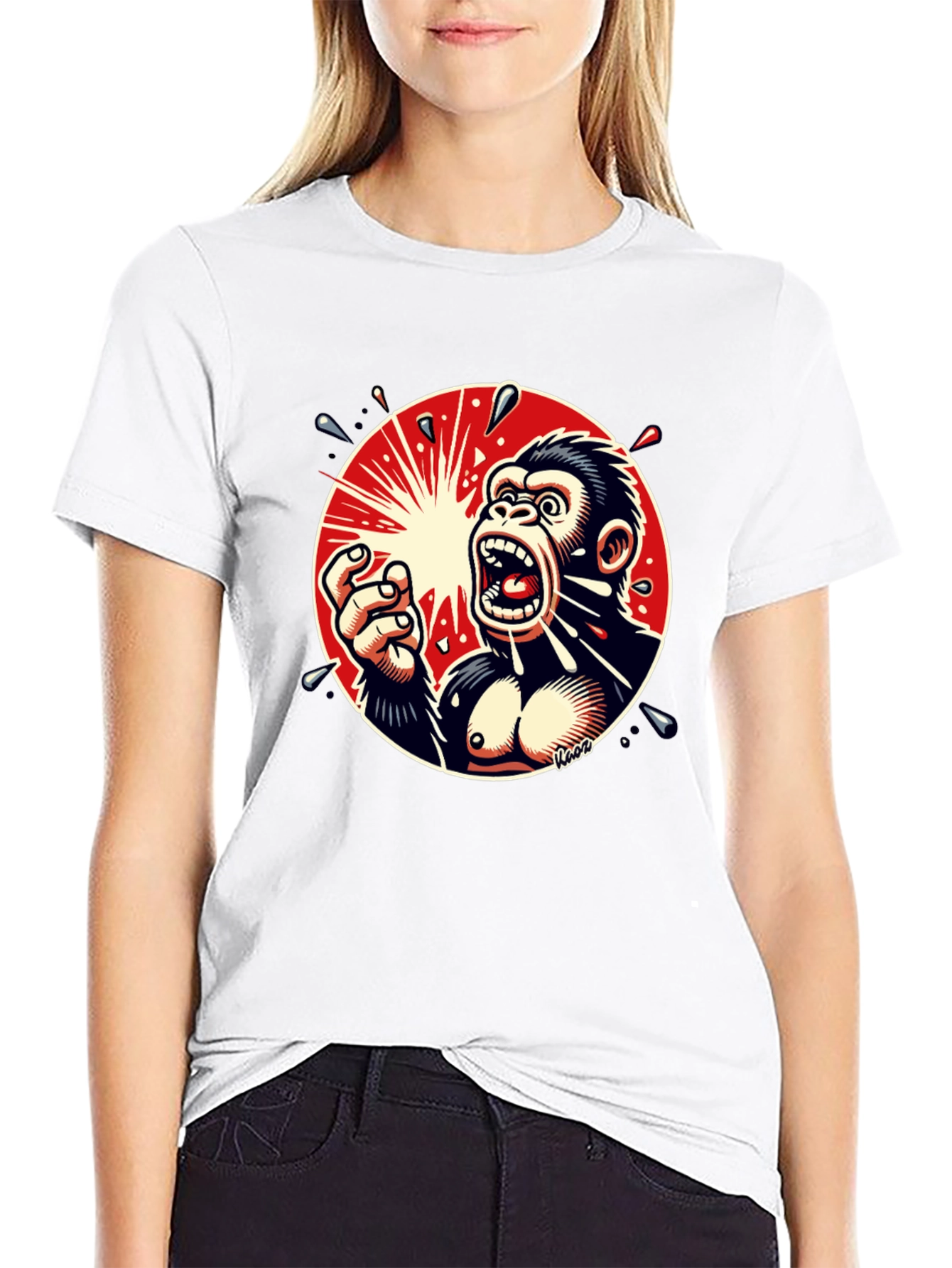 Screaming Gorilla Graphic Tee - Bold Black T-Shirt