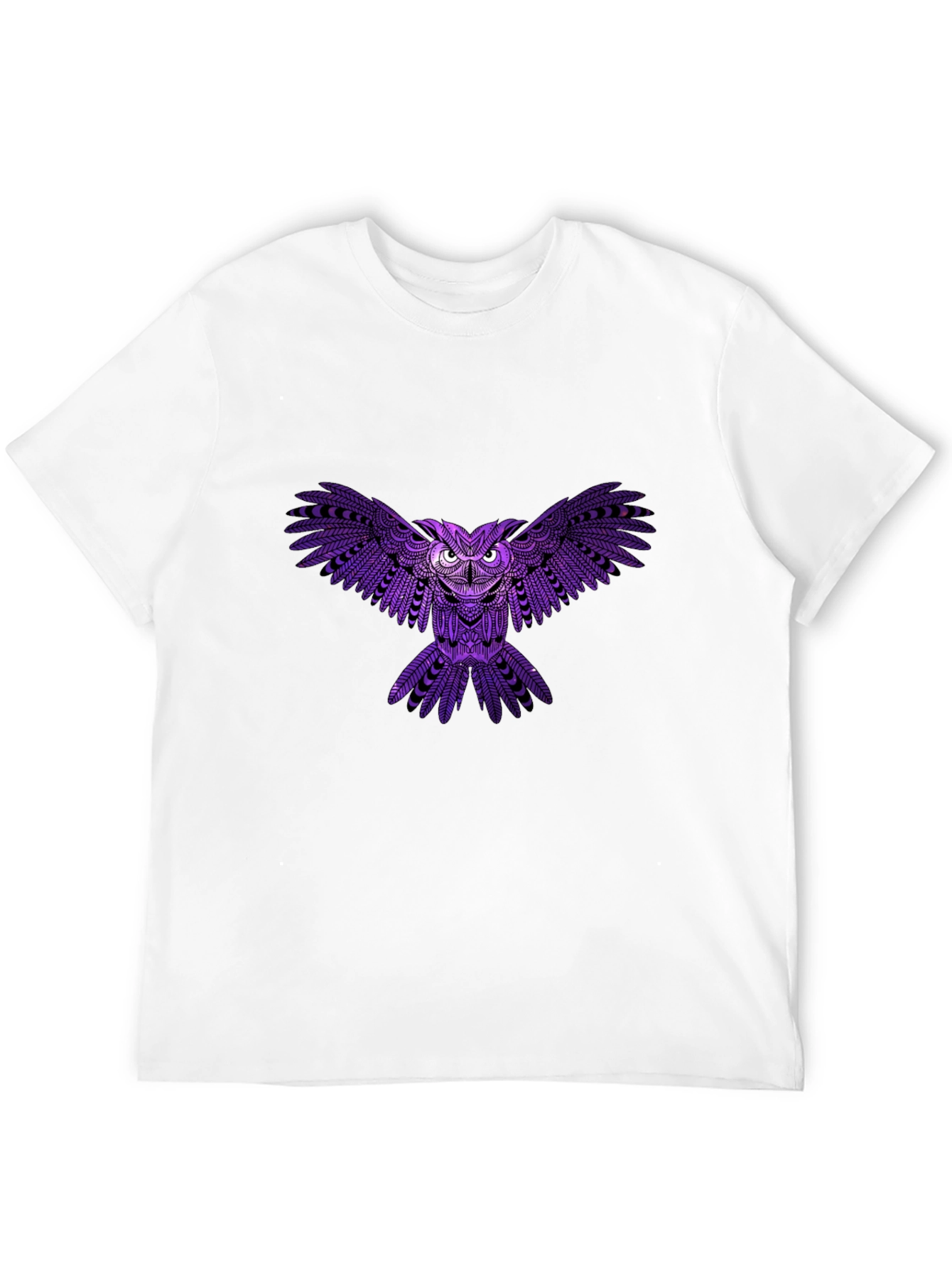 Mens Black T-Shirt with Purple Owl Design