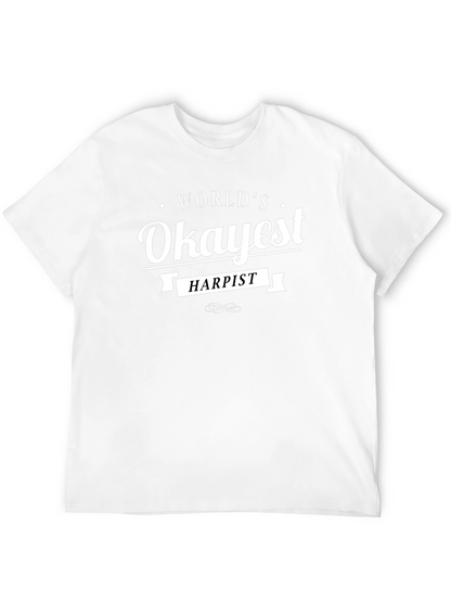 Worlds Okayest Harpist Black Graphic T-Shirt