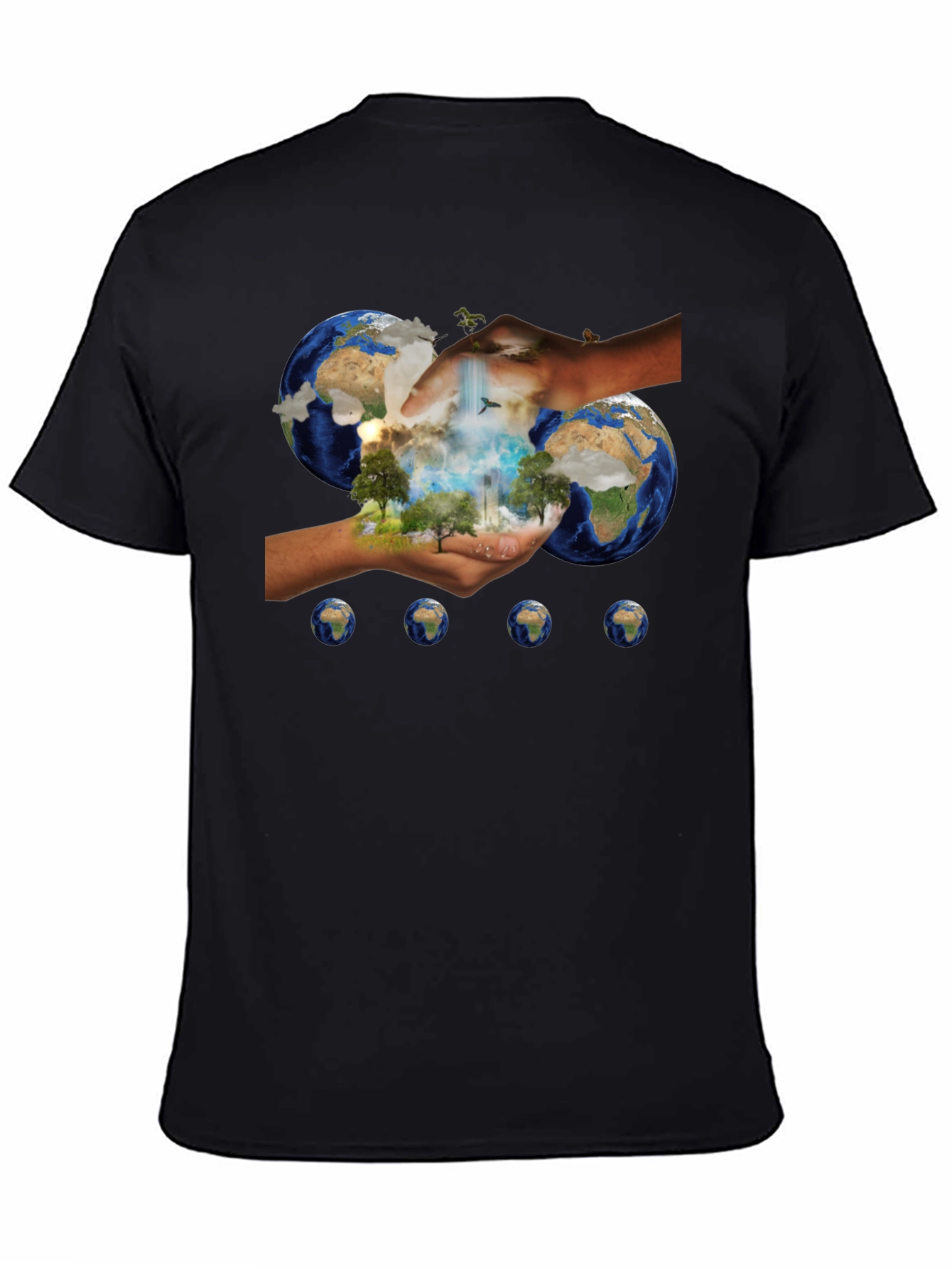 Earth In Hands Graphic Black Tee