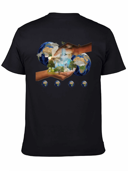 Earth In Hands Graphic Black Tee