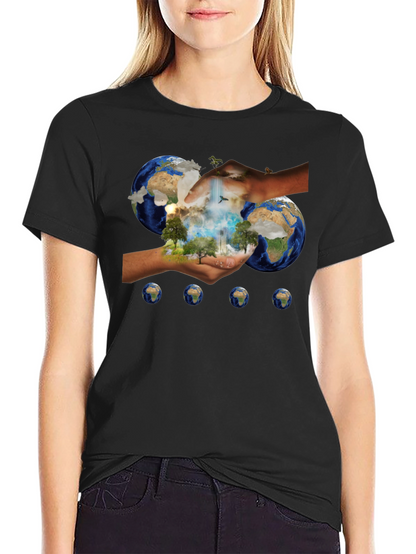 Earth In Hands Graphic Black Tee