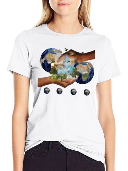 Earth In Hands Graphic Black Tee