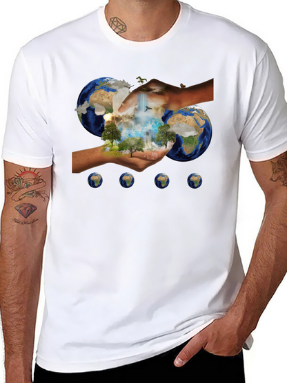 Earth In Hands Graphic Black Tee