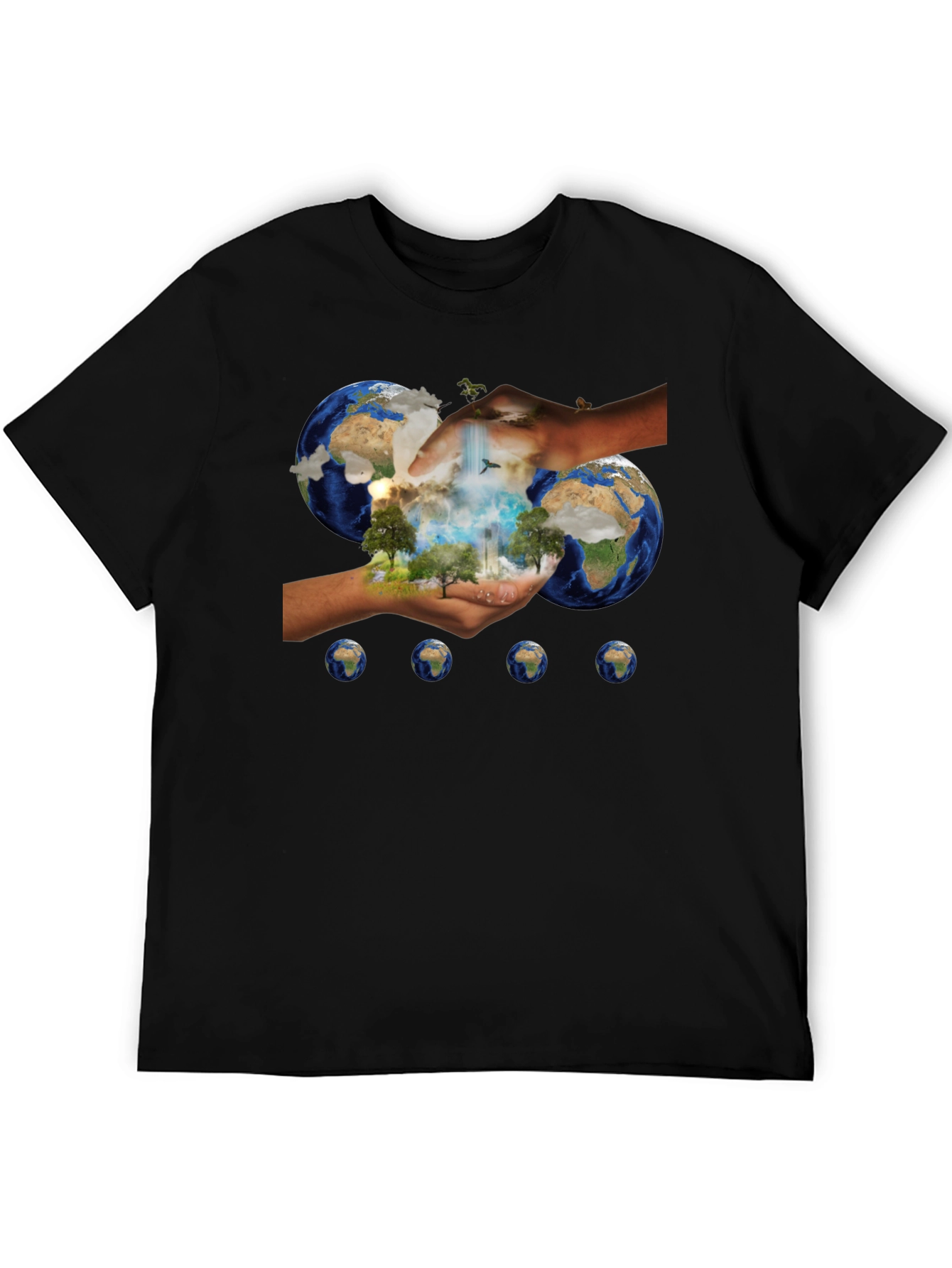 Earth In Hands Graphic Black Tee