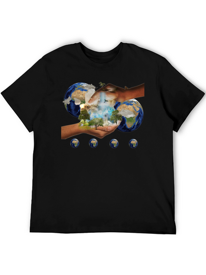 Earth In Hands Graphic Black Tee