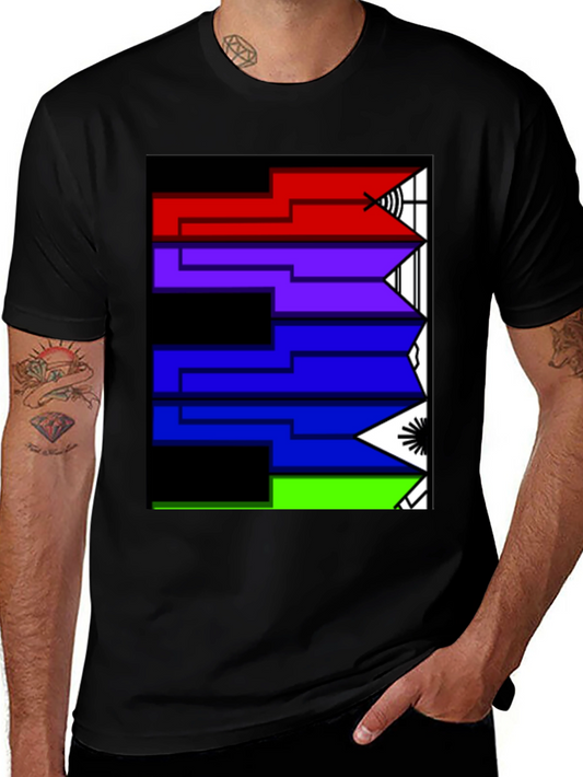 Geometric Arrow Design Black T-Shirt