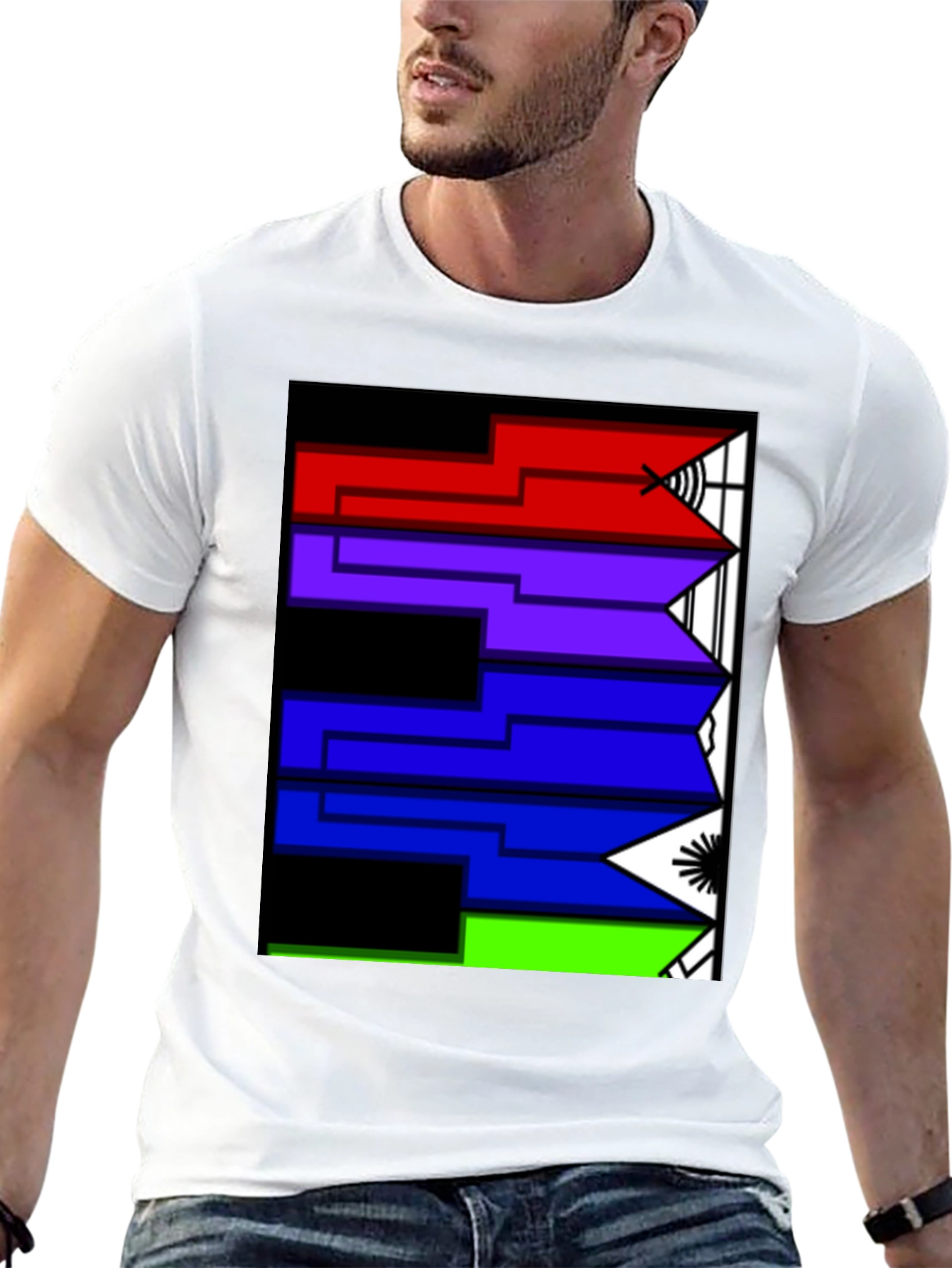 Geometric Arrow Design Black T-Shirt