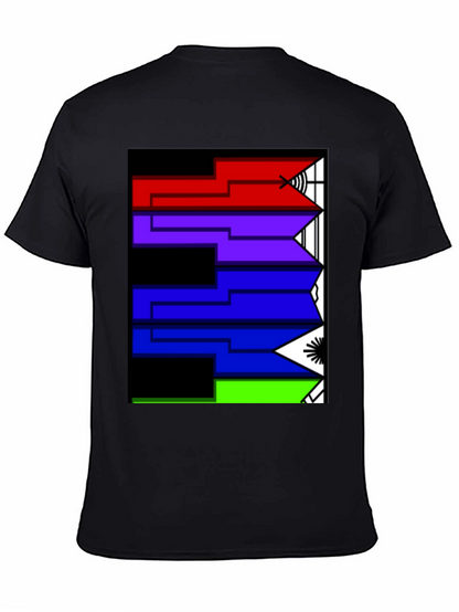 Geometric Arrow Design Black T-Shirt