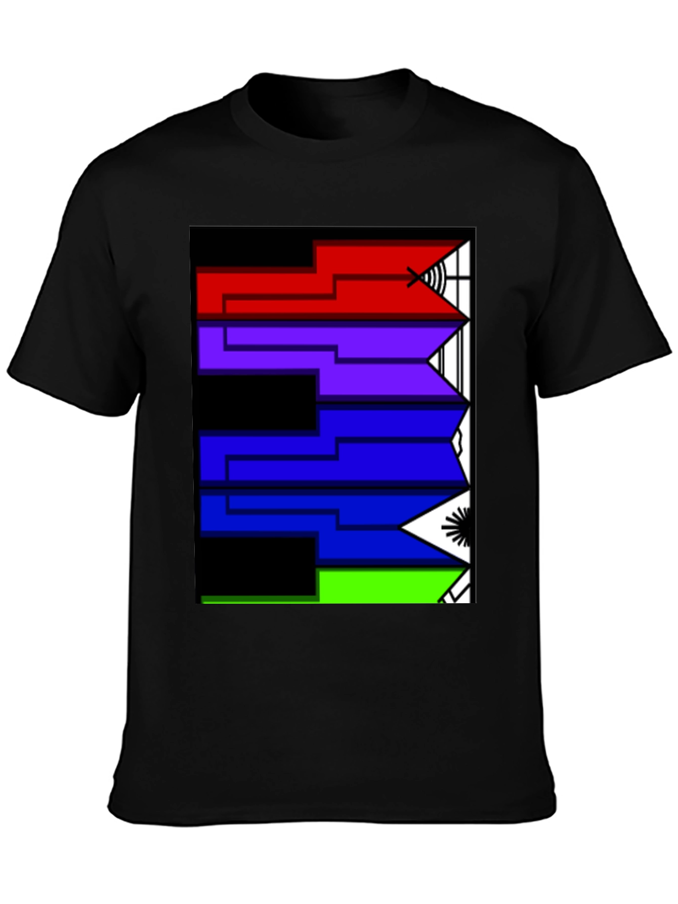 Geometric Arrow Design Black T-Shirt