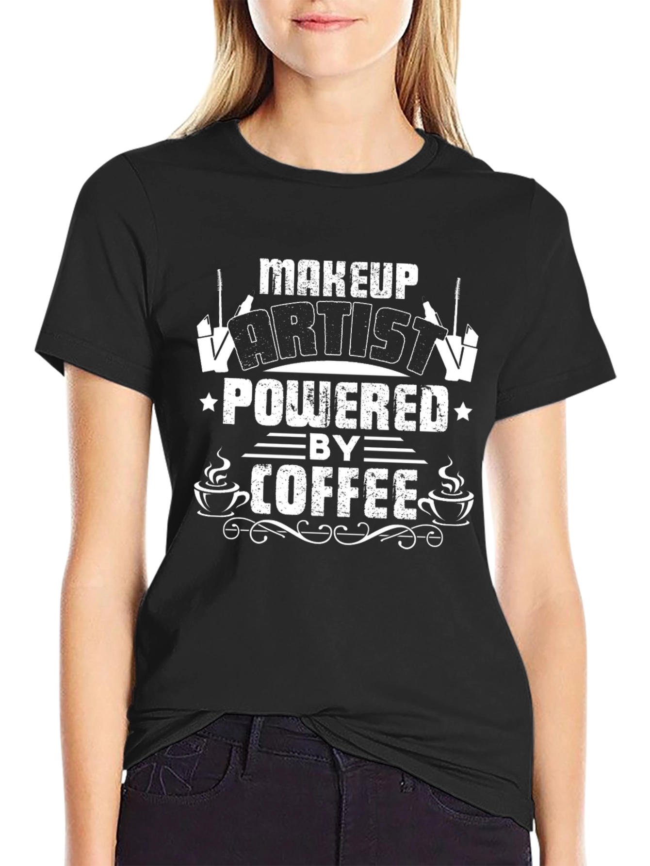 Makeup Artist Powered by Coffee Graphic T-Shirt
