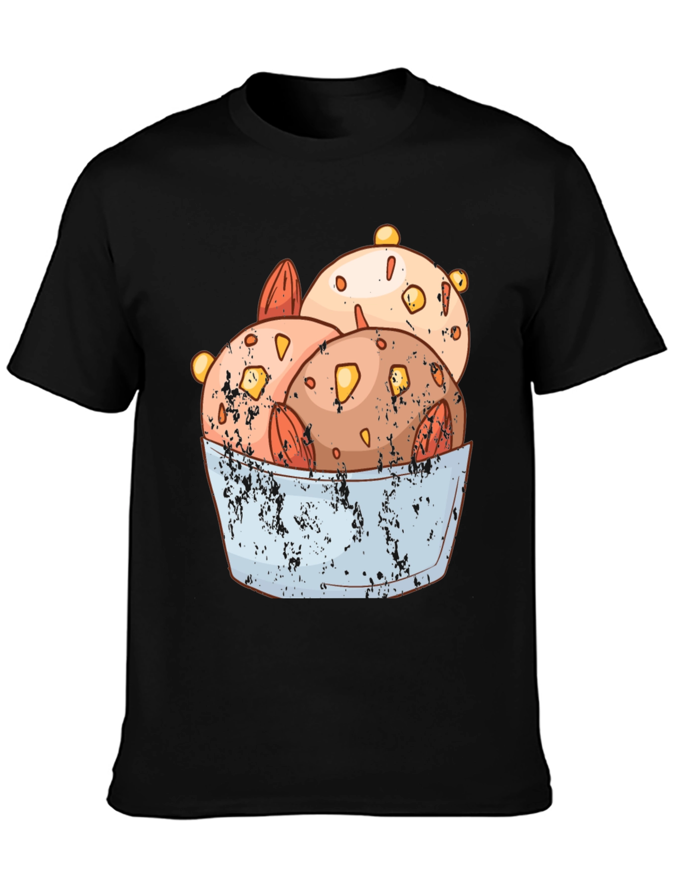 Ice Cream Bowl Graphic Tee - Black
