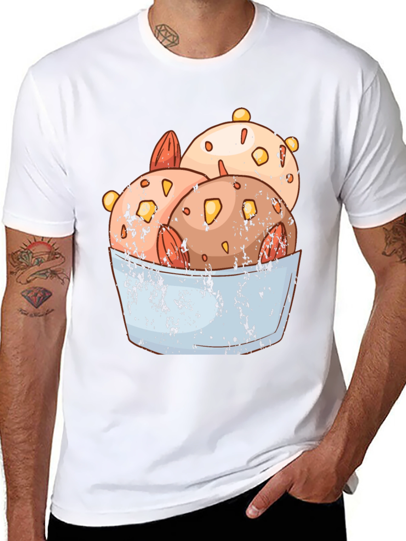 Ice Cream Bowl Graphic Tee - Black