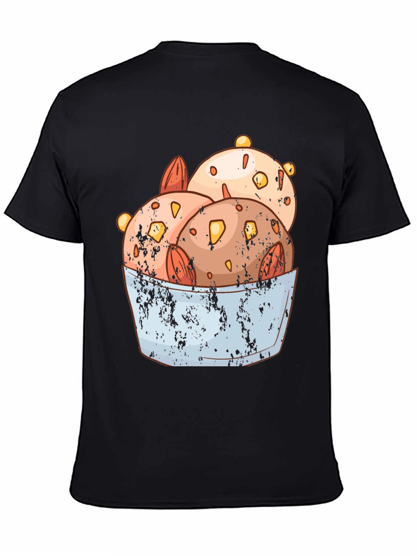 Ice Cream Bowl Graphic Tee - Black