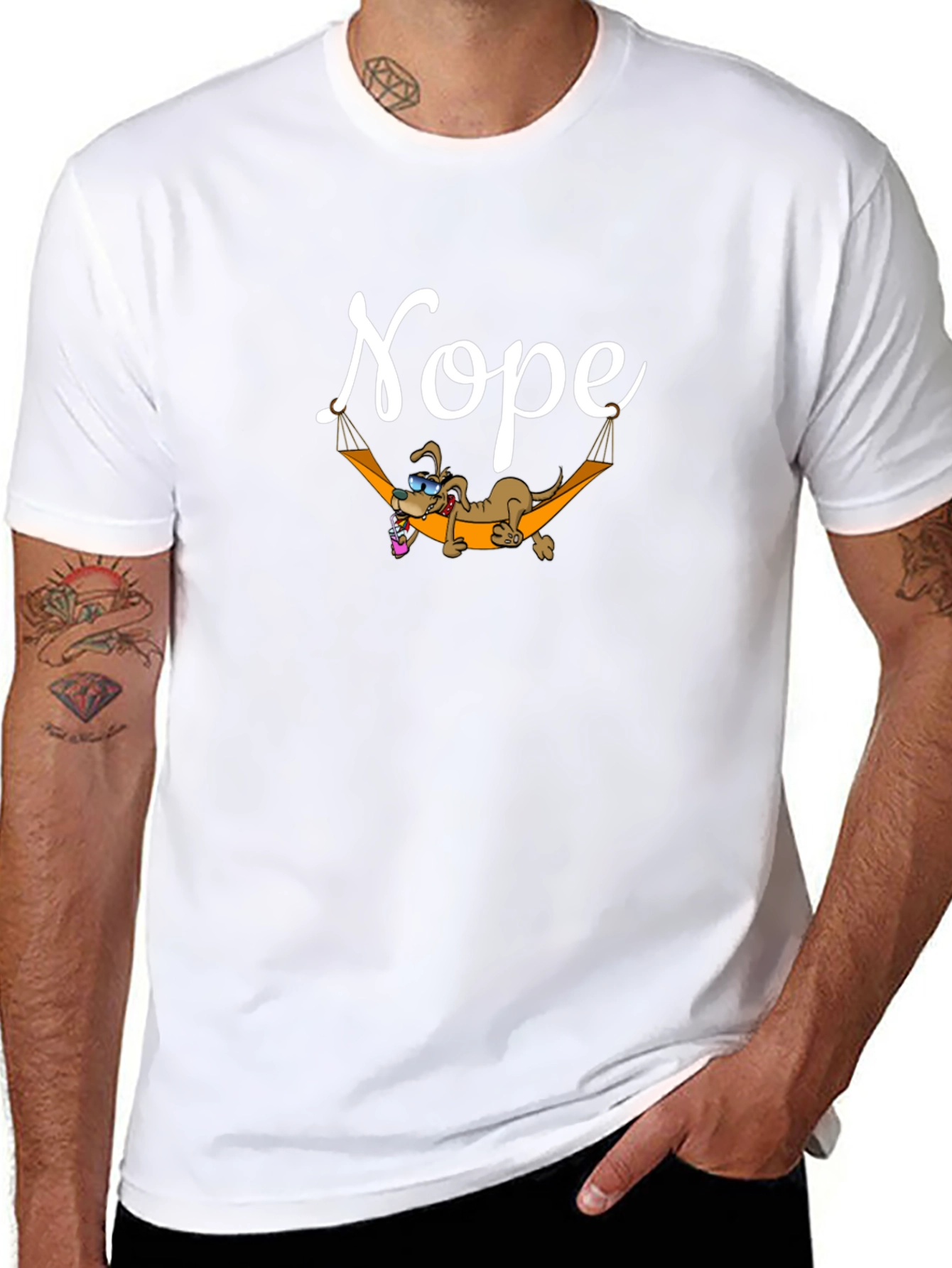 Nope Lazy Dog Hammock Graphic Tee
