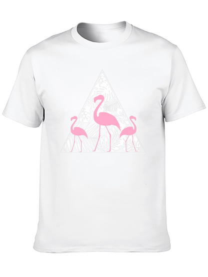 Black T-Shirt with Flamingo Triangle Design